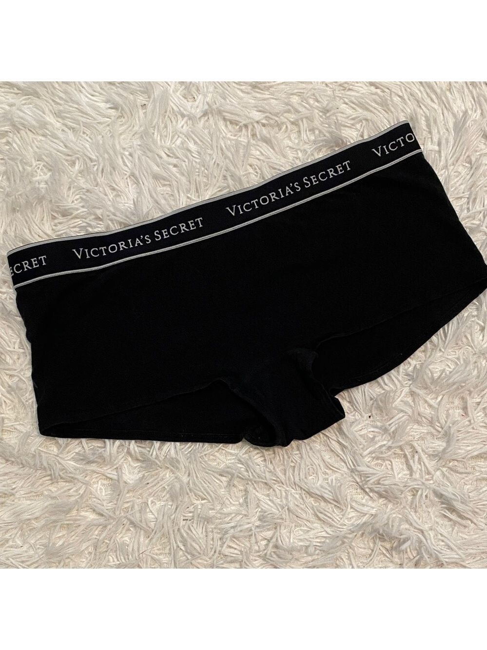 Victoria's Secret Black Logo-Waist Boy Shorts